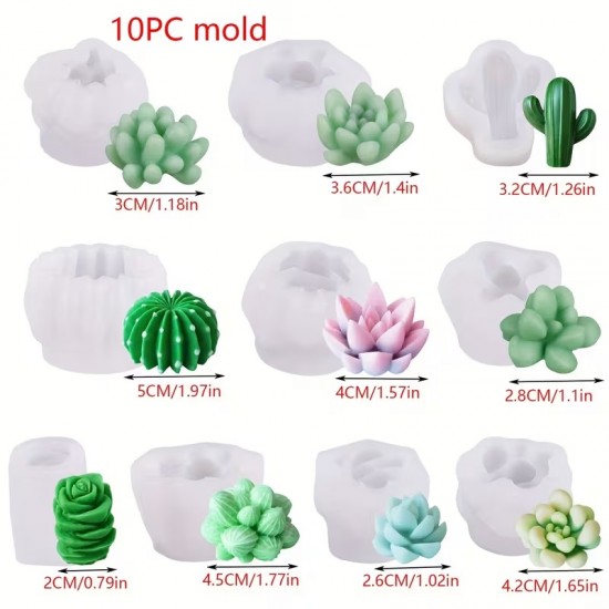 YY6300 10 Farklı Model Kaktüs Bitki Biblo Silikon Kalıp
