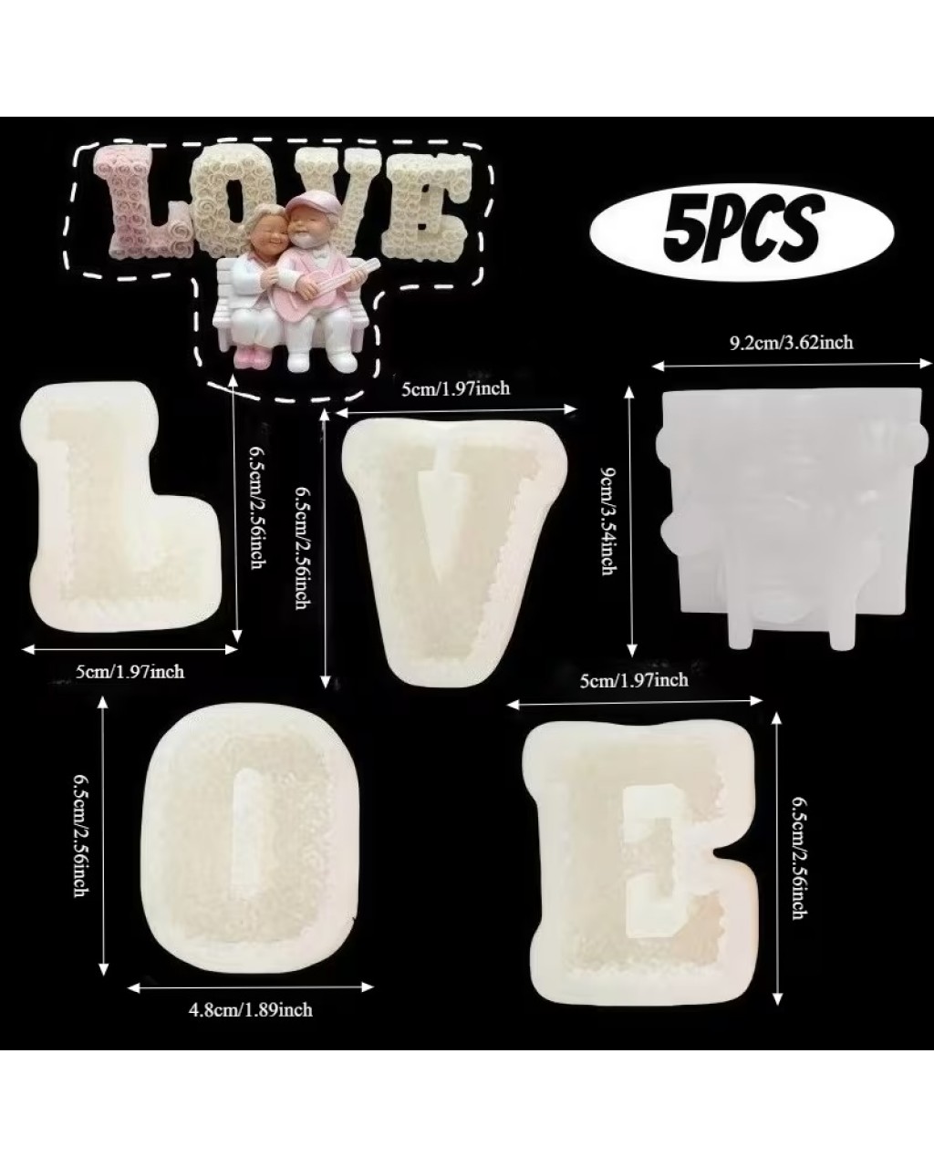 YY6308 Love Yazılı Yaşlı Çift Biblo Mum Silikon Kalıp YY6308 Love Yazılı Yaşlı Çift Biblo Mum Silikon Kalıp