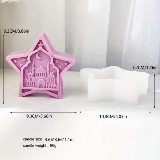 YY6315 Ramazan Temalı Yıldız Modelli Mumluk Silikon Kalıp