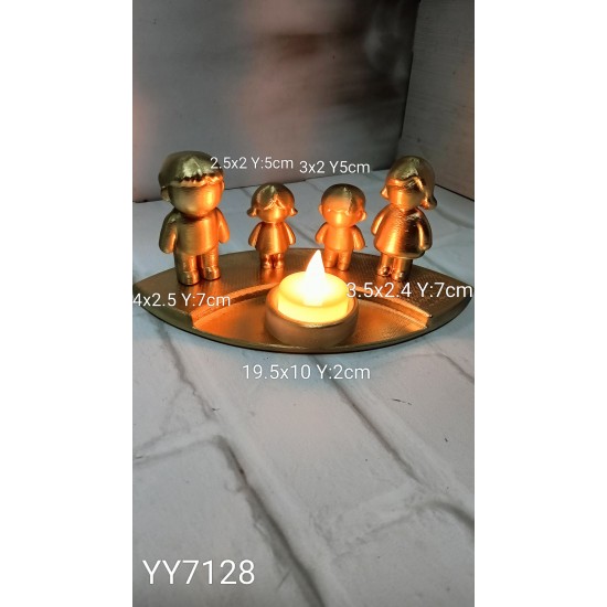 YY7128 Aile Figürlü Tasarım Tealight Mumluk Silikon Kalıp