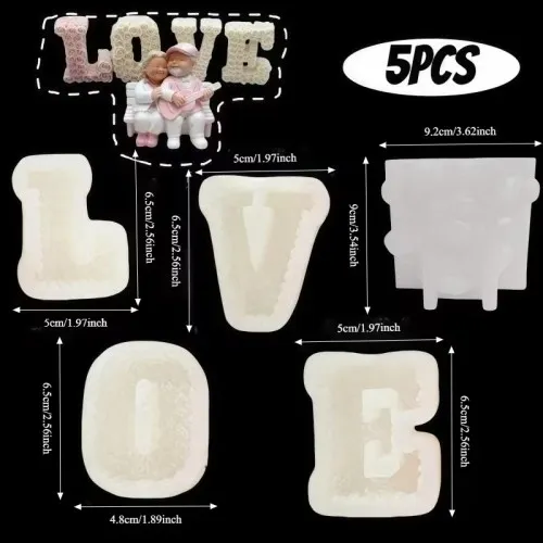 YY6308 Love Yazılı Yaşlı Çift Biblo Mum Silikon Kalıp