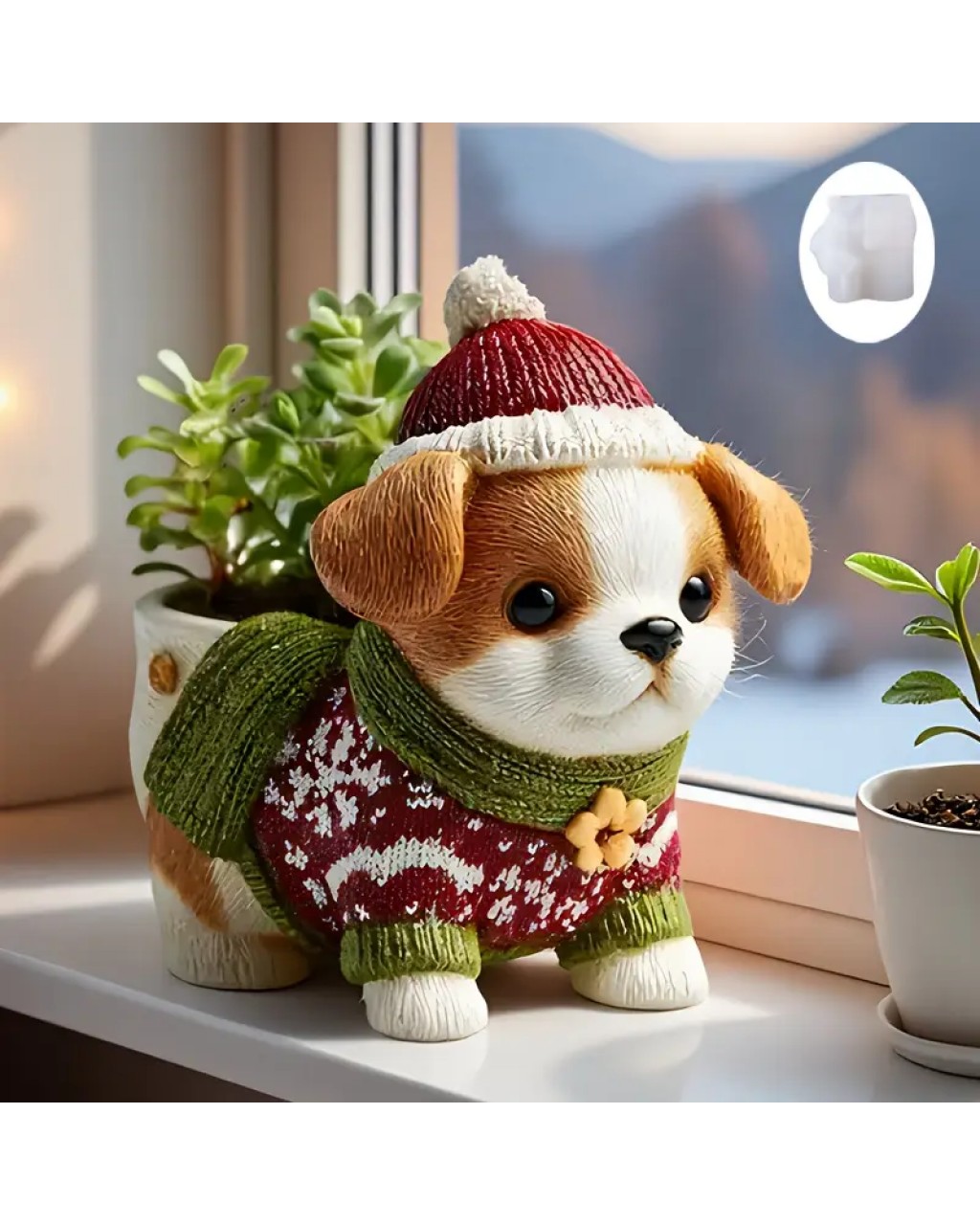 YY5976 Noel Köpek Yavrusu Saksı Silikon Kalıp