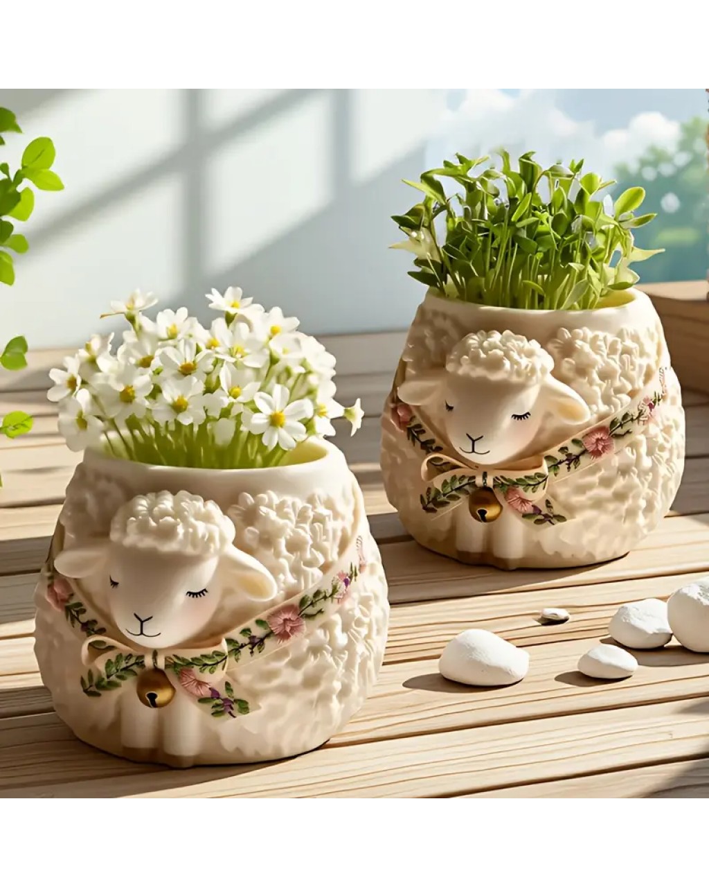 YY5994 Sevimli Kuzu Şekilli Saksı Mumluk Silikon Kalıp