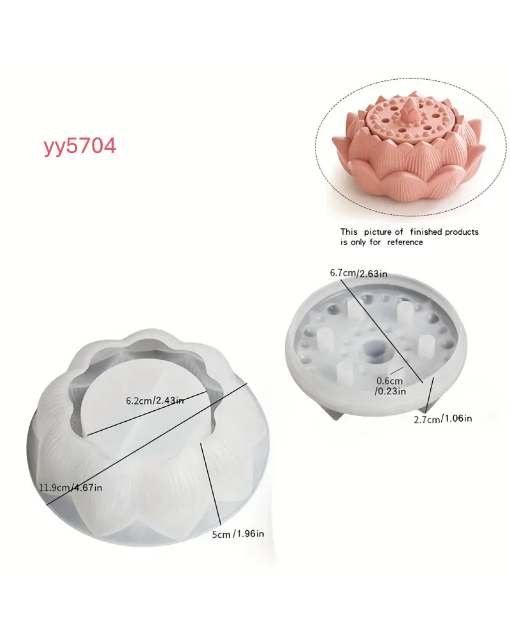 YY5704 Lotus Çiçeği Figürlü Mumluk Silikon Kalıp - Şık ve Zarif Dekoratif Mum Kalıbı, Yaratıcı Hediye Seçeneği!