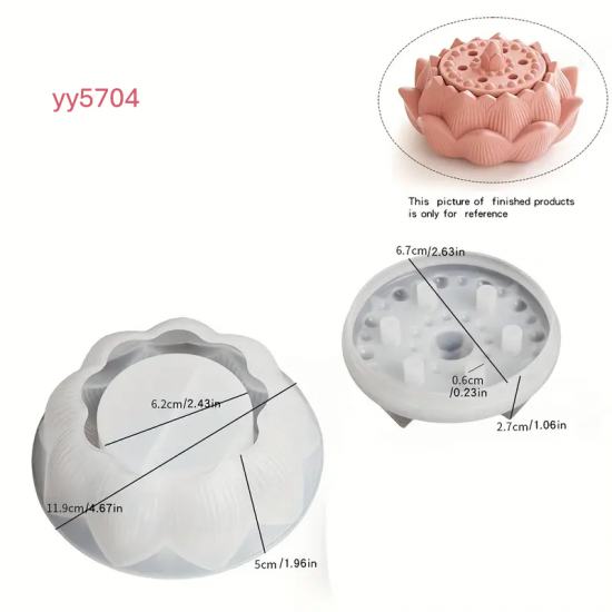 YY5704 Lotus Çiçeği Figürlü Mumluk Silikon Kalıp - Şık ve Zarif Dekoratif Mum Kalıbı,Yaratıcı Hediye Seçeneği!