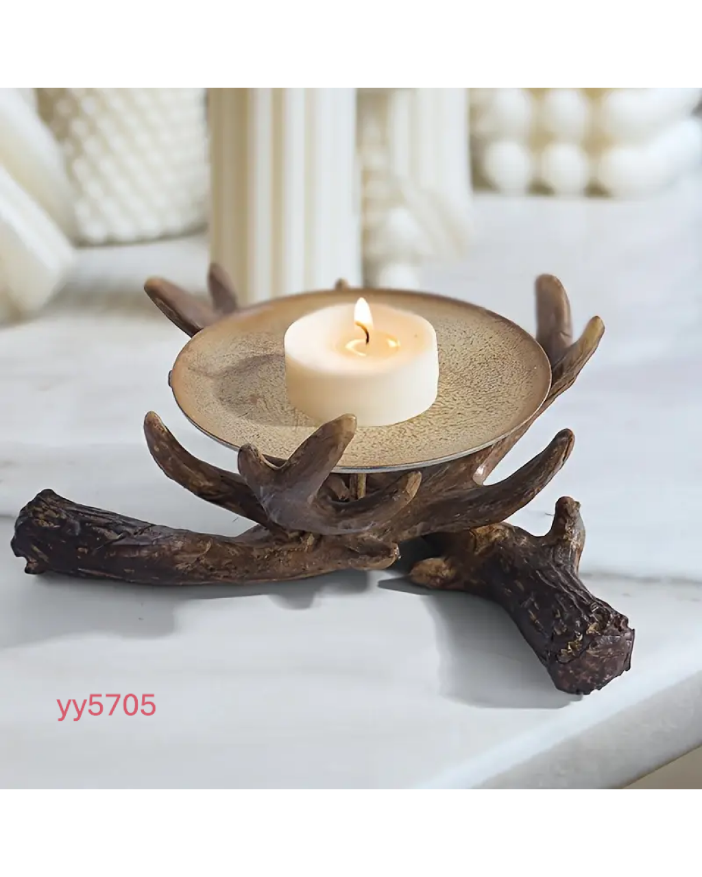 YY5705 Doğal Antler Tasarımlı Mumluk Silikon Kalıp - Şık ve Rustik Dekoratif Figür, Yaratıcı Hediye Seçeneği!