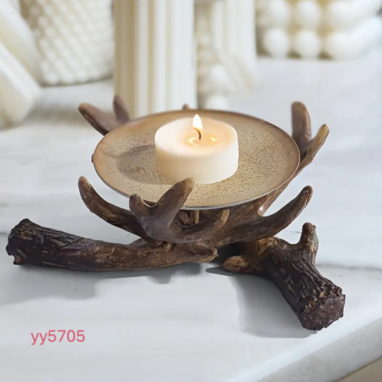 YY5705 Doğal Antler Tasarımlı Mumluk Silikon Kalıp - Şık ve Rustik Dekoratif Figür,Yaratıcı Hediye Seçeneği!