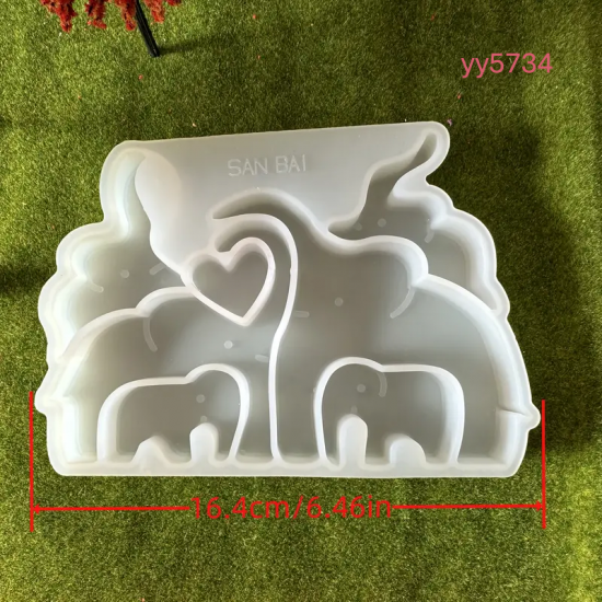 YY5734 Fil Ailesi Silikon Kalıp - Şık ve Sevimli Dekoratif Biblo,Yaratıcı ve Neşeli Hediye Seçeneği!
