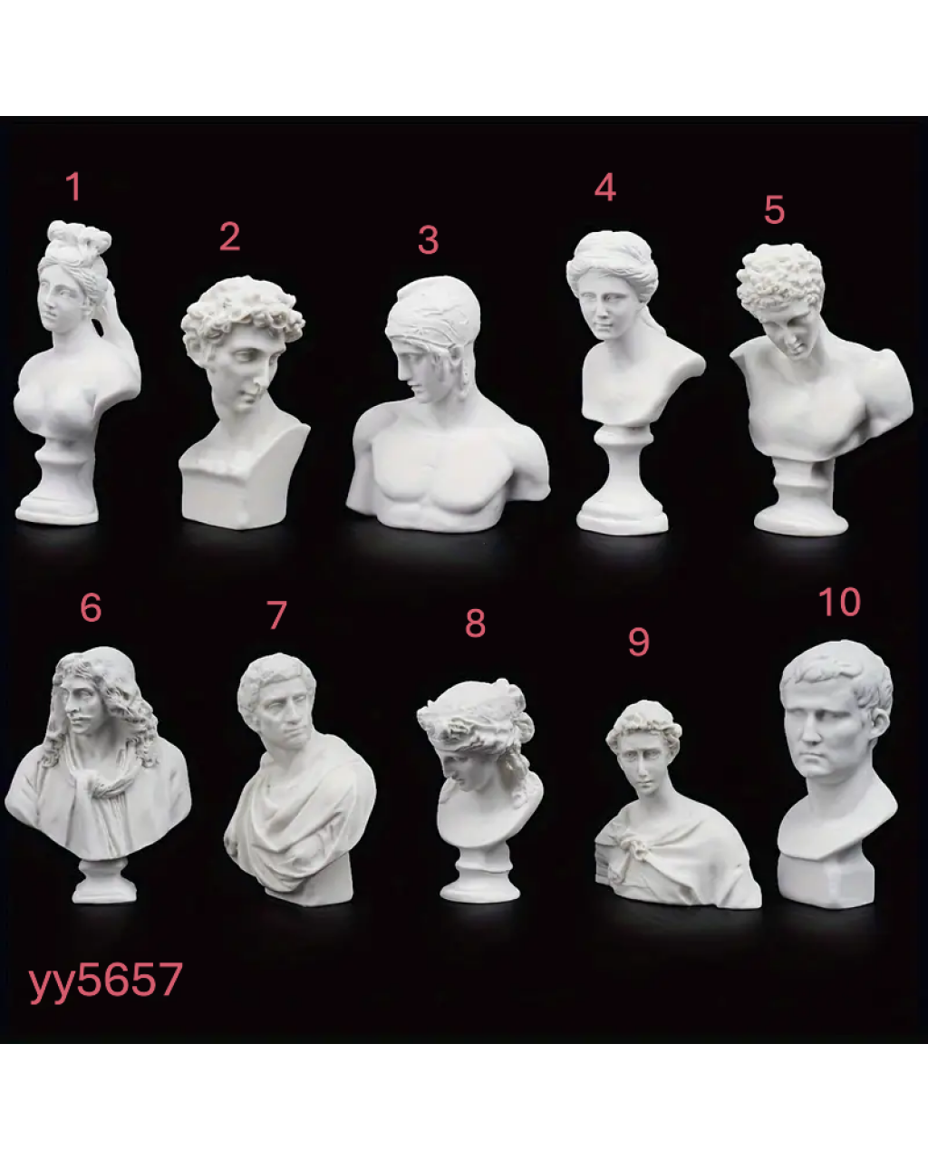 YY5657 Klasik Büst Biblo Silikon Kalıp (12'li Set) • El Yapımı Sanatsal Dekor ve Özel Günler için Hediye Seçeneği!