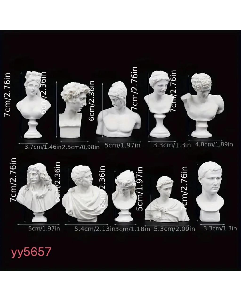 YY5657 Klasik Büst Biblo Silikon Kalıp (12'li Set) • El Yapımı Sanatsal Dekor ve Özel Günler için Hediye Seçeneği!