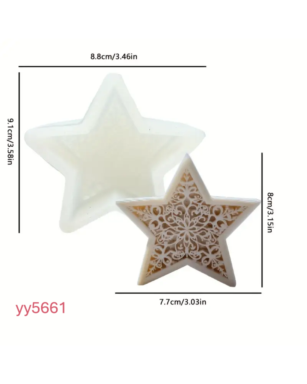 YY5661 Yıldız Desenli Mum Silikon Kalıp • El Yapımı Şık Dekoratif Mum ve Özel Günler için Hediye Seçeneği!