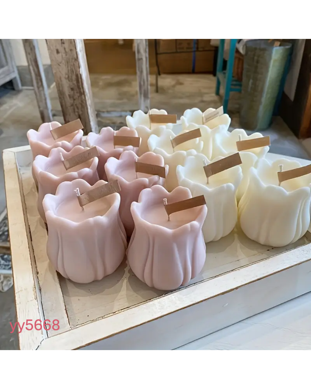 YY5668 Lale Tasarımlı Mumluk Silikon Kalıp - Şık ve Zarif Dekoratif Mum Kalıbı, Yaratıcı Hediye Seçeneği!