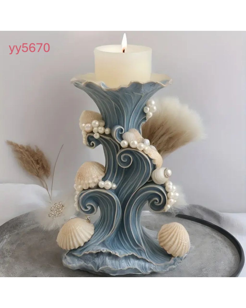 YY5670 Deniz Dalgası Mumluk Silikon Kalıp • El Yapımı Sahil Temalı Dekor ve Özel Günler için Hediye Seçeneği!