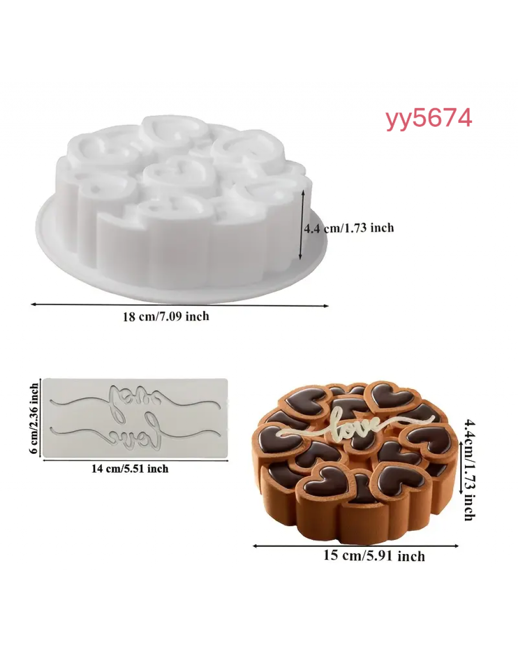 YY5674 Kalp Temalı Silikon Kalıp - Renkli Kalp Figürlü Mum Kalıbı, Yaratıcı ve Şık Dekoratif Hediye Seçeneği!