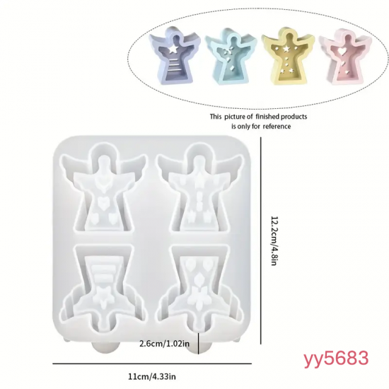 4'lü Melek Temalı Tealight Mum Tutucu Silikon Kalıp – Zarif ve Ruhani Dekoratif Hediye!