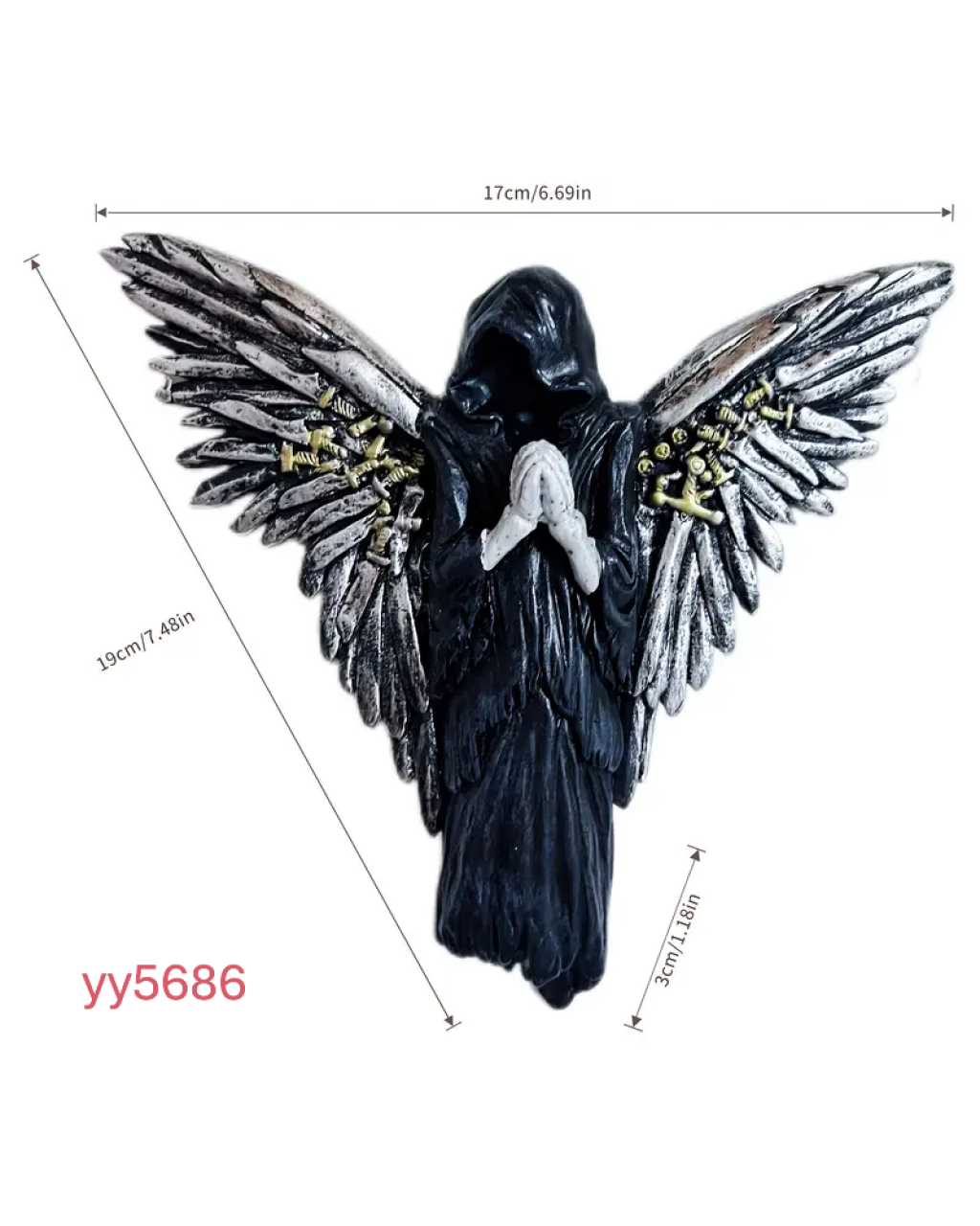 YY5686 Gotik Kanatlı Figür Silikon Kalıp - Şık ve Anlamlı Duvar Dekoru, Yaratıcı Hediye Seçeneği!