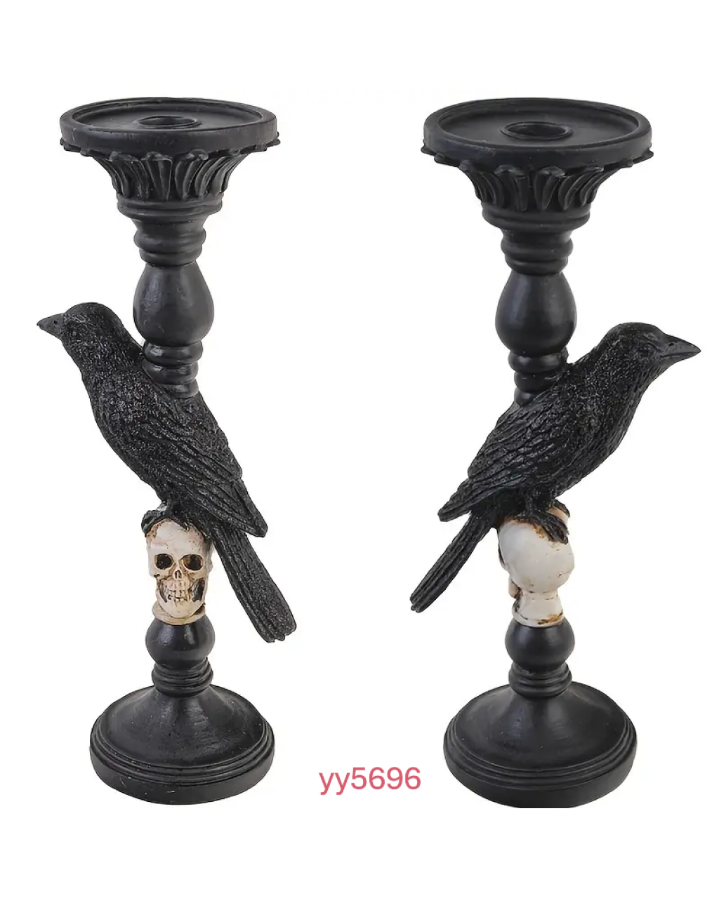 YY5696 Gotik Tasarım Kuş ve Kafatası Şamdan Silikon Kalıp - Siyah Dekoratif Şamdan, Gotik ve Yaratıcı Hediye Seçeneği!