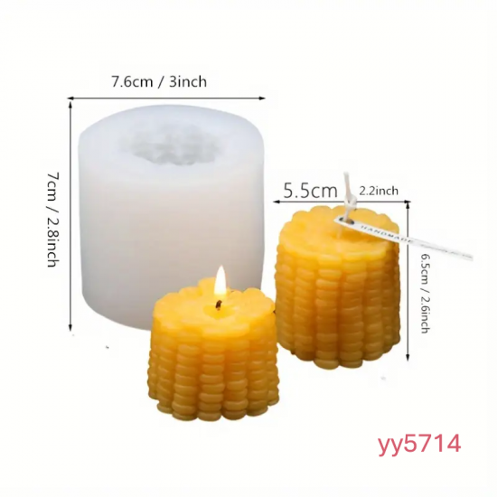 YY5714 Mısır Koçanı Mumluk Silikon Kalıp - Yaratıcı ve Şık Dekoratif Mum Kalıbı,Eğlenceli Hediye Seçeneği!