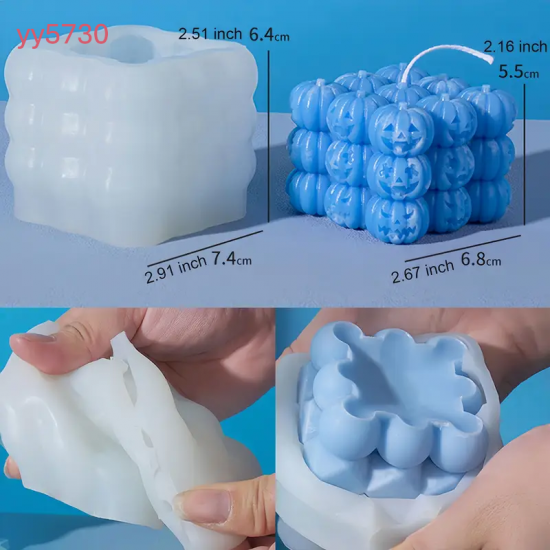 YY5730 Balkabağı Figürlü Mum Silikon Kalıp - Şirin ve Eğlenceli Dekoratif Mum,Yaratıcı Hediye Seçeneği!