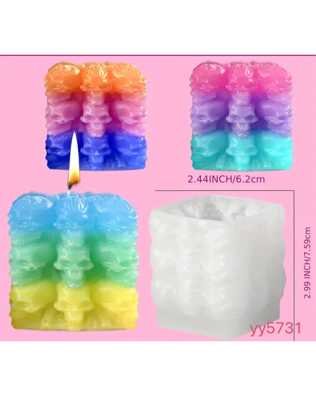  YY5731 Kafatası Figürlü Silikon Mum Kalıbı - Yaratıcı ve Gotik Dekoratif Mum, Şık Hediye Seçeneği!