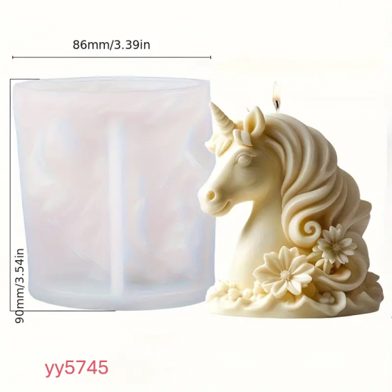 YY5745 Unicorn Figürlü Mum Silikon Kalıp - Zarif ve Şık Dekoratif Mum,Yaratıcı Hediye Seçeneği!