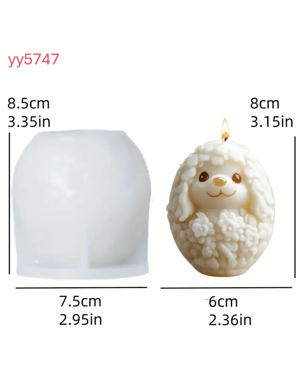 YY5747 Köpek Figürlü Silikon Mum Kalıbı - Sevimli ve Yaratıcı Dekoratif Mum, Sevimli Hediye Seçeneği!