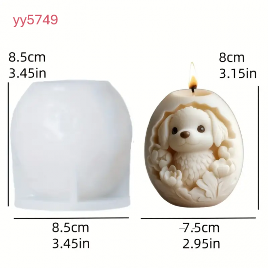 YY5749 Köpek Figürlü Silikon Mum Kalıbı - Şirin ve Yaratıcı Dekoratif Mum,Sevimli Hediye Seçeneği!