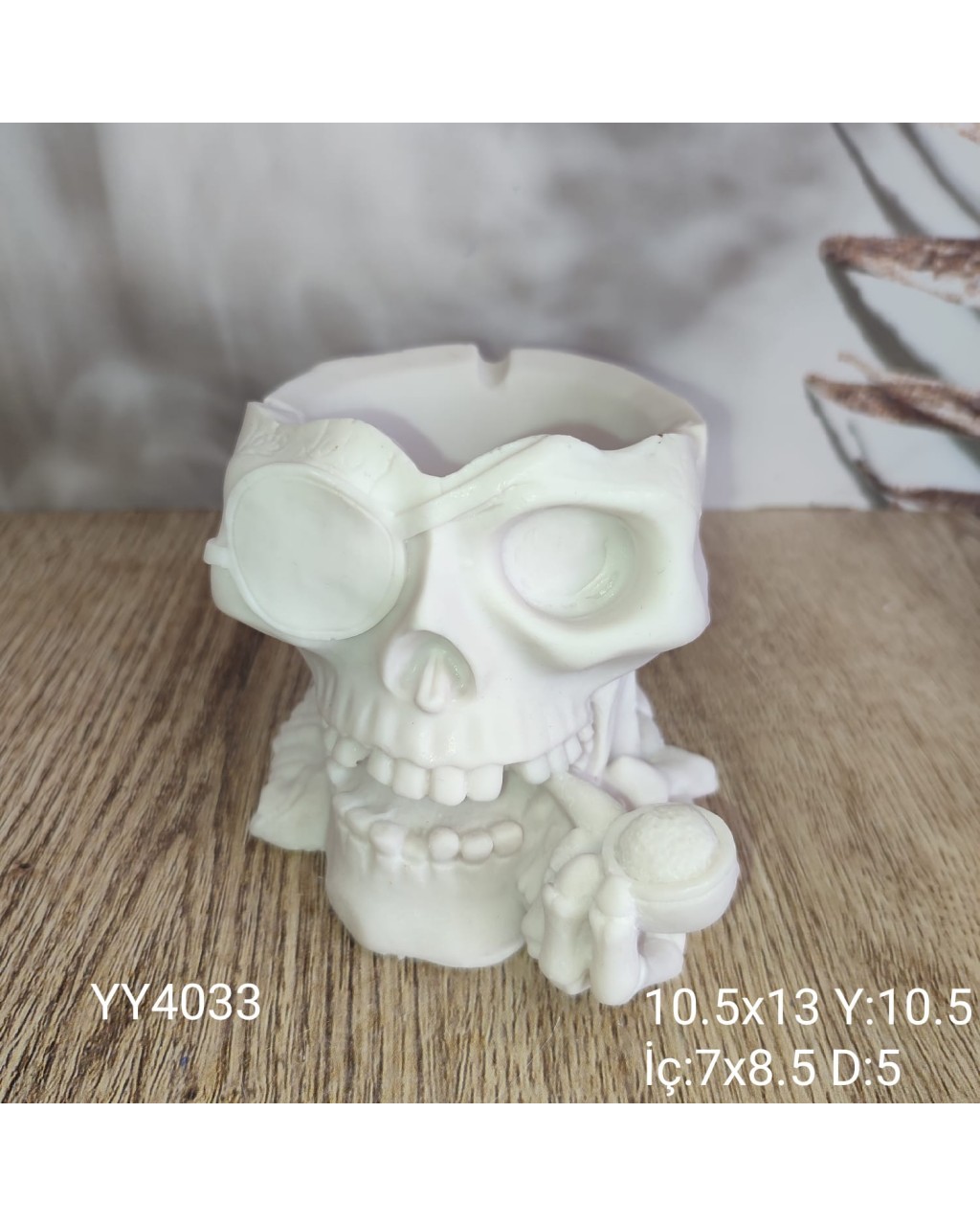 YY4033 İskelet Küllük Puro İçen Silikon Kalıp – Gotik ve Şık Dekoratif Hediye!