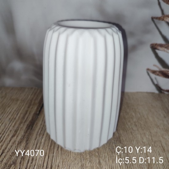 YY4070 Çizgili Vazo 14Cm