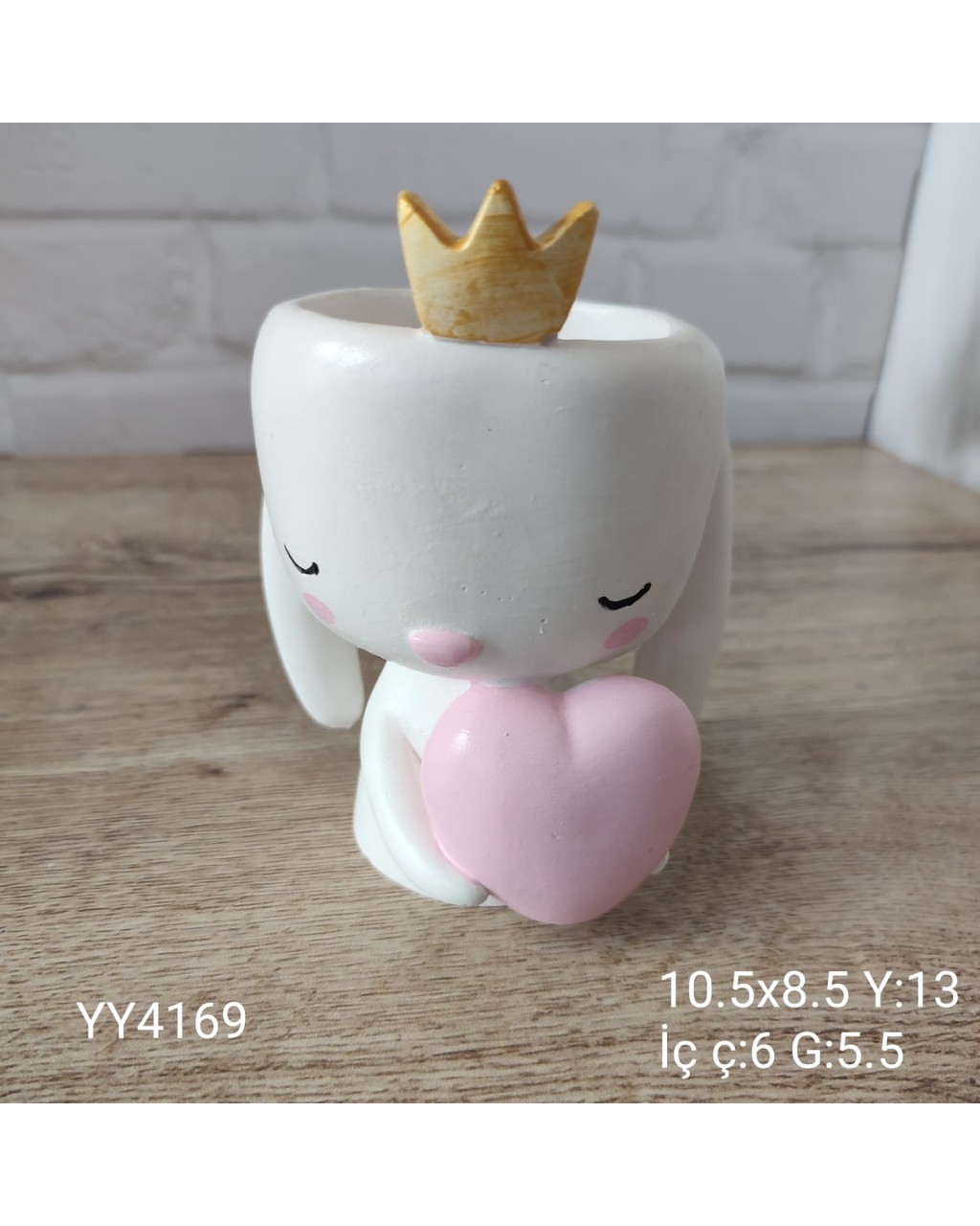 YY4169 Kalp Tutan Üzgün Taçlı Tavşan Biblo Silikon Kalıp – Sevimli ve Anlamlı Dekoratif Hediye!