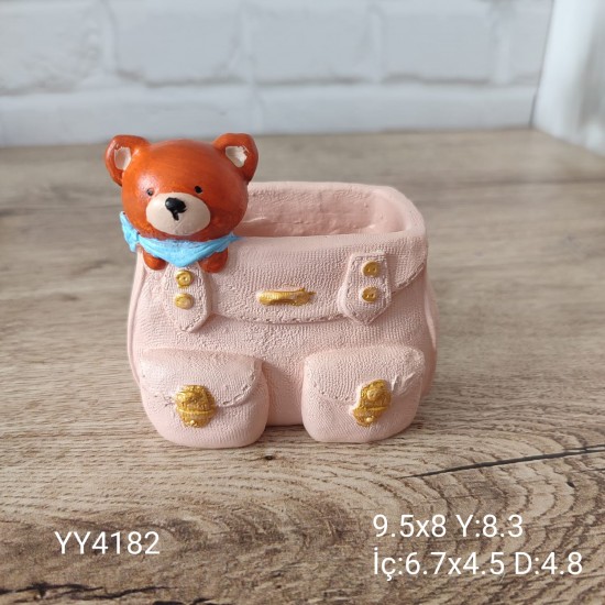 YY4182 Çanta İçinden Çıkan Ayıcık Saksı