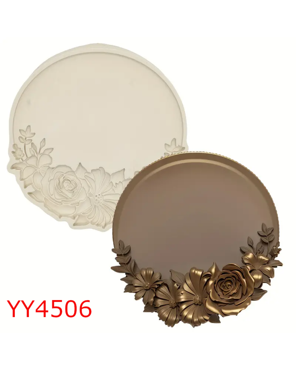 YY4506 - ÇİÇEK DEKORLU YUVARLAK TASARIM SUNUMLUK - SİLİKON KALIP YY4506 - ÇİÇEK DEKORLU YUVARLAK TASARIM SUNUMLUK - SİLİKON KALIP
