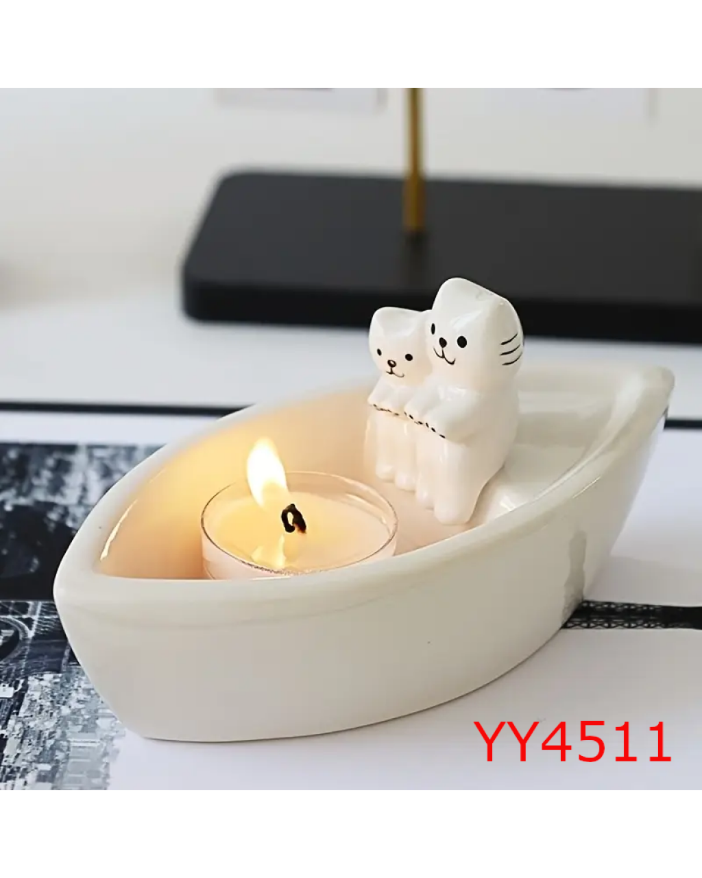 YY4511 Kayıkta Isınan Kediler Mumluk Silikon Kalıp: Sevimli ve Eğlenceli Hediye Seçeneği!