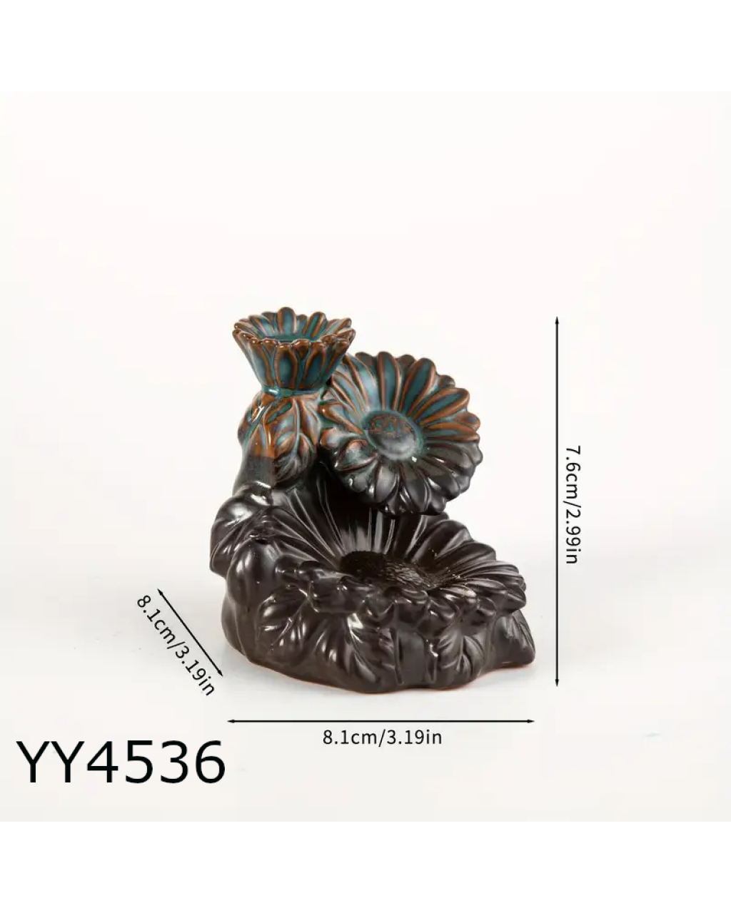 YY4536 - ÇİÇEKLİ GERİ AKIŞ TÜTSÜLÜK - SİLİKON KALIP 