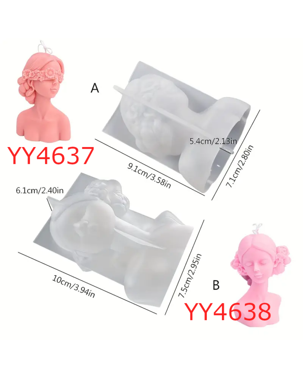 YY4637 Gözleri Kapalı Güzel Mum Biblo Silikon Kalıp: Zarif ve Anlamlı Hediye Seçeneği! (YY4637)