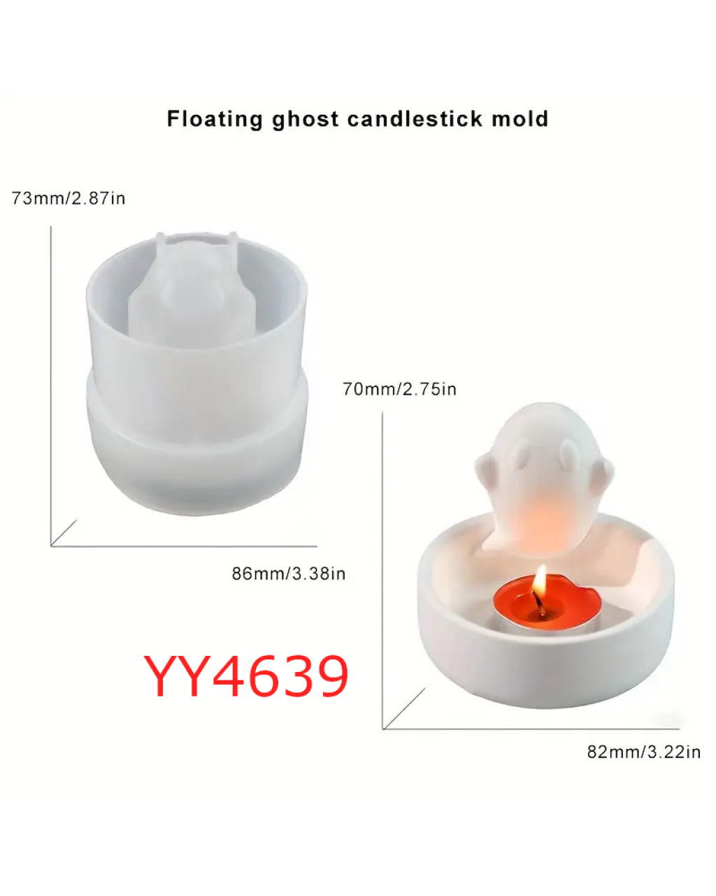 YY4639 Isınan Hayalet Mumluk Silikon Kalıp: Eğlenceli ve Temalı Hediye Seçeneği!