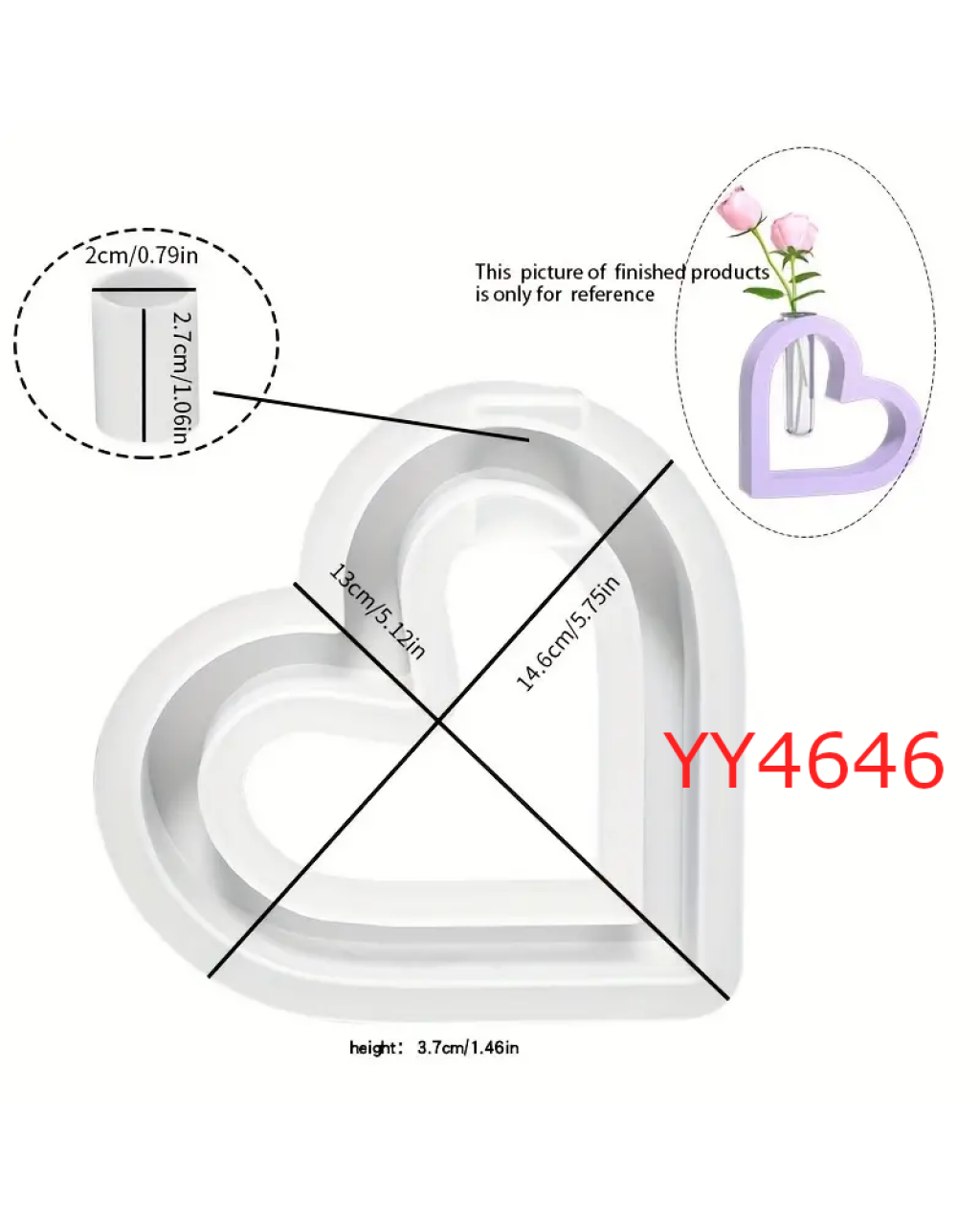 YY4646 - KALP VAZO - SİLİKON KALIP YY4646 - KALP VAZO - SİLİKON KALIP