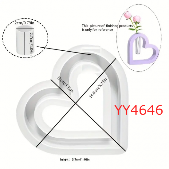 YY4646 - KALP VAZO - SİLİKON KALIP YY4646 - KALP VAZO - SİLİKON KALIP