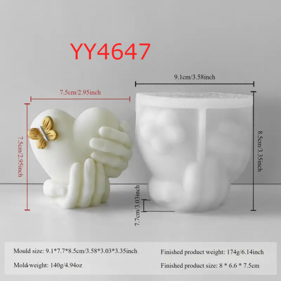 YY4647 - KALP TUTAN EL - MUM - SİLİKON KALIP YY4647 - KALP TUTAN EL - MUM - SİLİKON KALIP