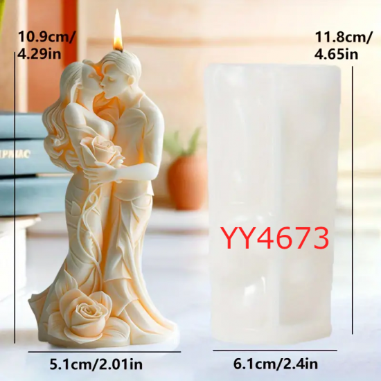 YY4673 Romantik Çift Mum Biblo Silikon Kalıp: Aşkı ve Sevgi Dolu Anları Yansıtan Anlamlı Hediye!