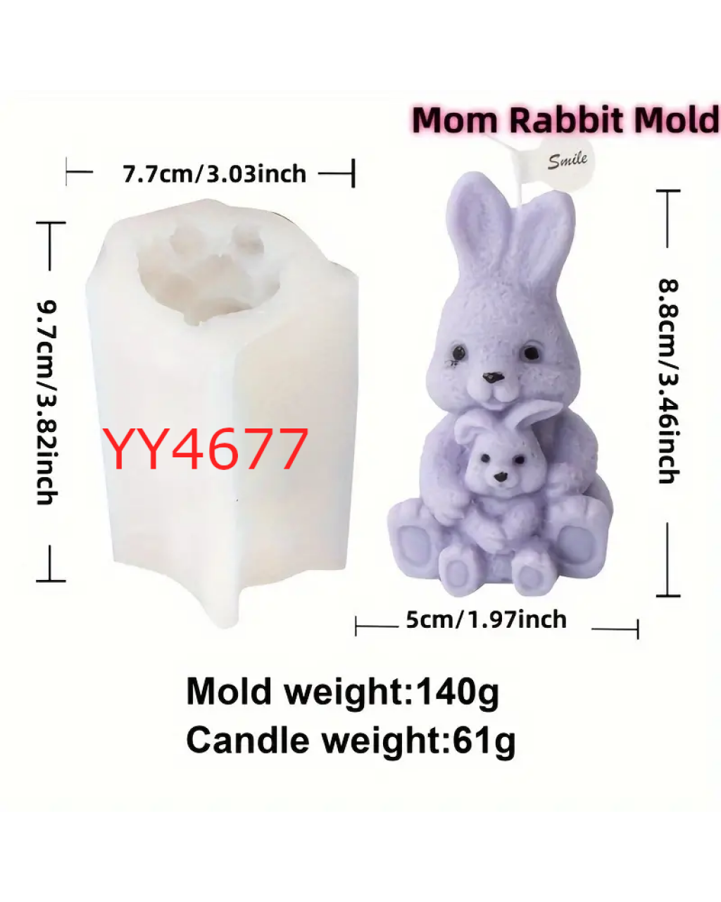 YY4677 - ANNE VE BEBEK TAVŞAN - SİLİKON KALIP