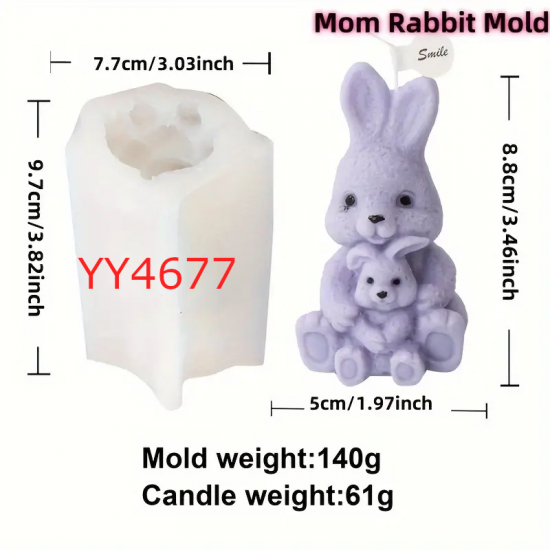 YY4677 - ANNE VE BEBEK TAVŞAN - SİLİKON KALIP
