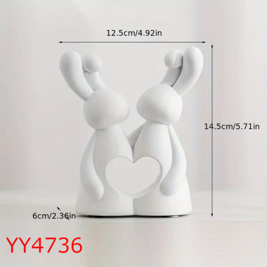 YY4736 - TEK KALP TAVŞAN ÇİFT - SİLİKON KALIP 