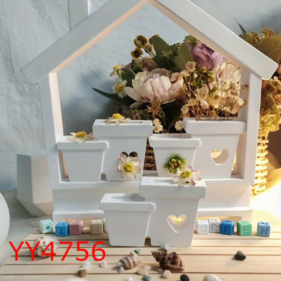 YY4756 - 2'Lİ KALP TEMALI - SUKULENT - MUMLUK - SİLİKON KALIP 