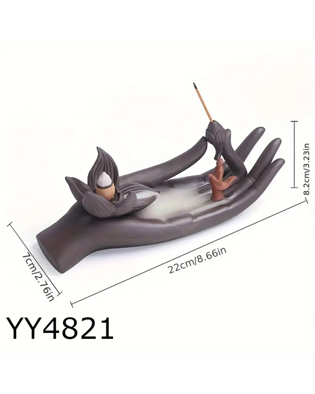 YY4821 - LOTUSLU BUDA FİGÜRLÜ EL TÜTSÜLÜK - SİLİKON KALIP