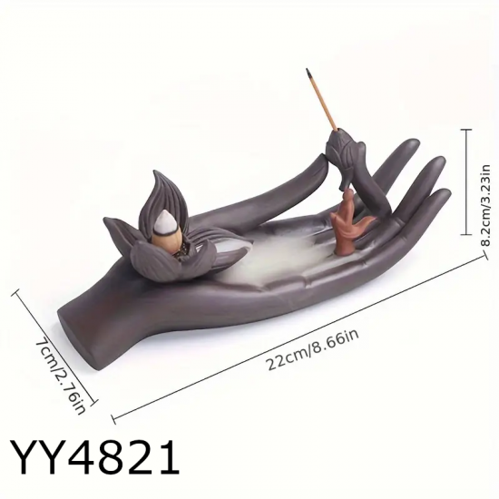 YY4821 - LOTUSLU BUDA FİGÜRLÜ EL TÜTSÜLÜK - SİLİKON KALIP