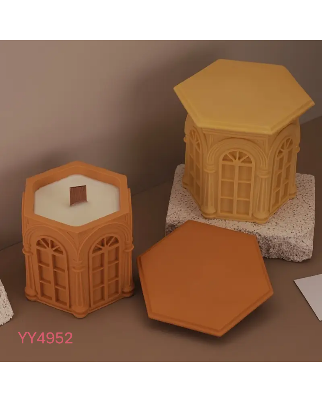 YY4952 Kapaklı Dekoratif Mumluk Silikon Kalıbı: İşlevsellik ve Estetiği Birleştiren Hediye!