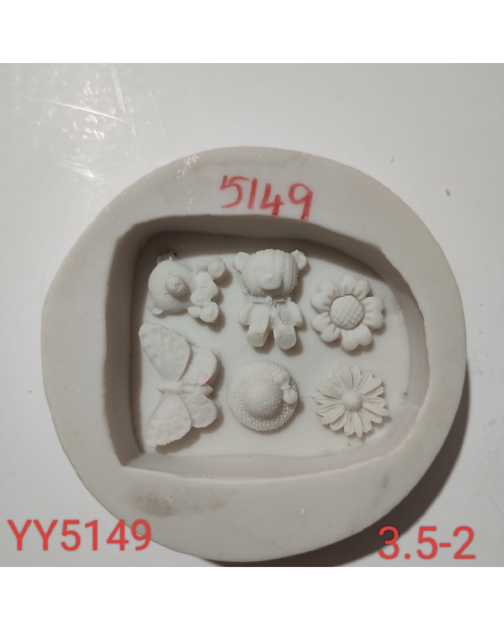 YY5149 - AYICIK ÇİÇEK - ÇOKLU KALP - SİLİKON KALIP 