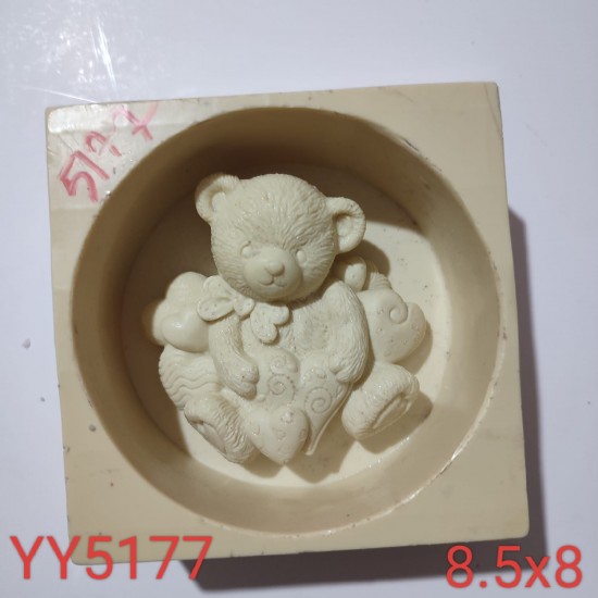 YY5177 - KALPLER İÇİNDE OTURAN AYI - SİLİKON KALIP