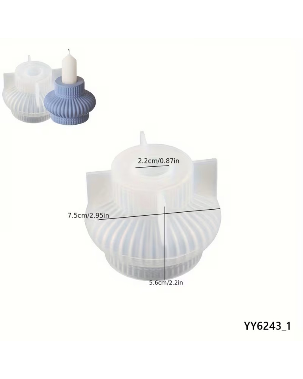 YY6243 – Çizgili Göbekli Şamdan Mumluk Silikon Kalıp